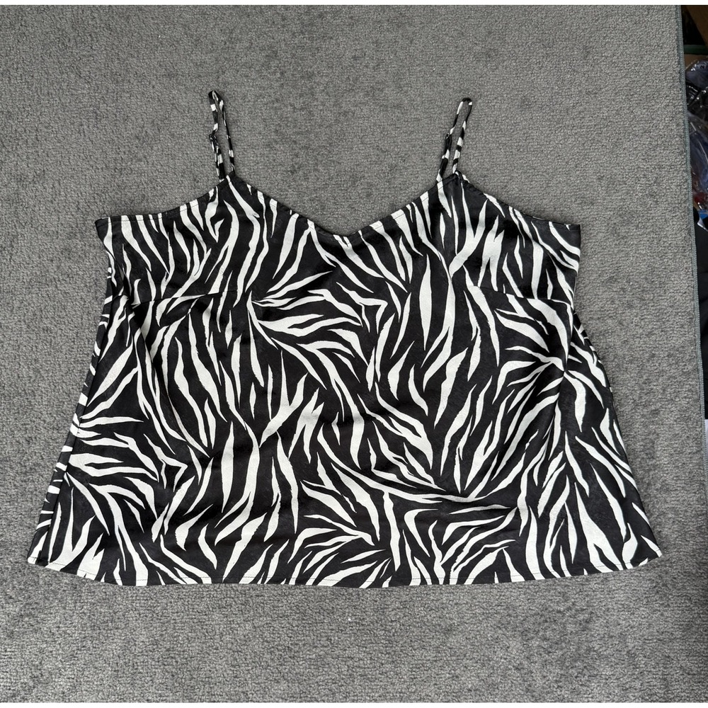 Time and Tru Zebra Print Camisole Top Black White Plus Size XXXL 22 V-Neck